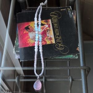 Rose Quartz Pendant With Rose Quartz Opal Agate And Hematite Beads